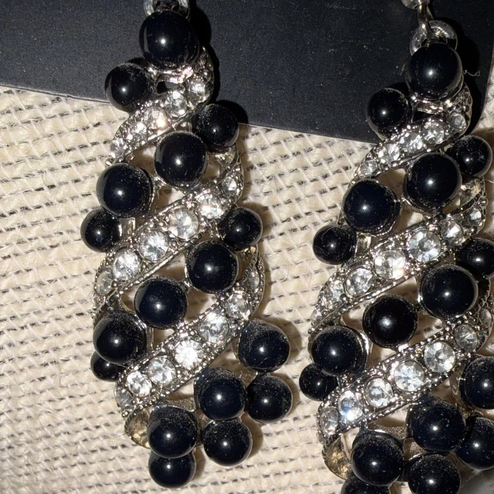 Paparazzi Twisted Black and Silver Earrings - Picture 3 of 5